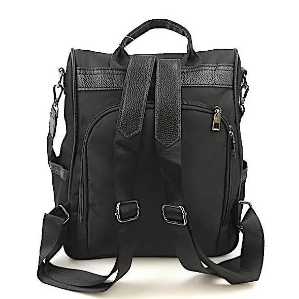 Mini Backpack / Shoulder Bag in Waterproof Nylon Black