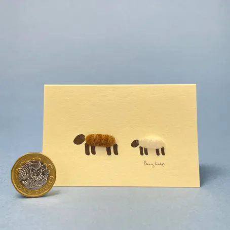 Mini card with felt detail - sheep (m1)