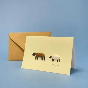 Mini card with felt detail - sheep (m1)