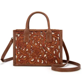 Mini Tooled Tote - Brown