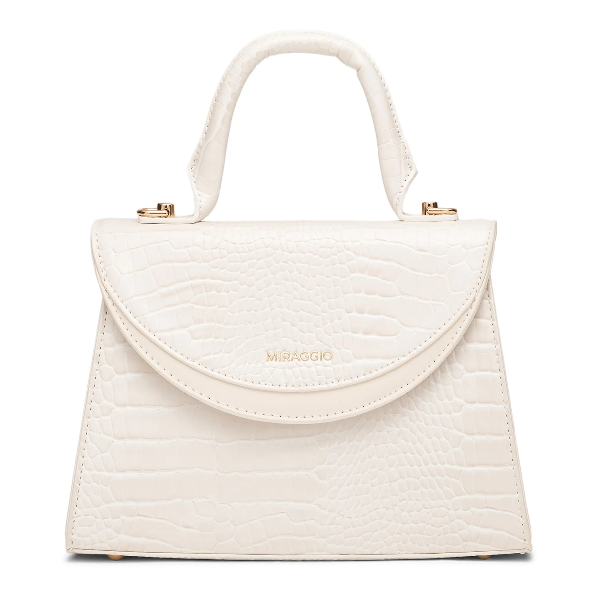 Miraggio Barbara Handbag with Adjustable & Detachable Sling Strap (Cream)