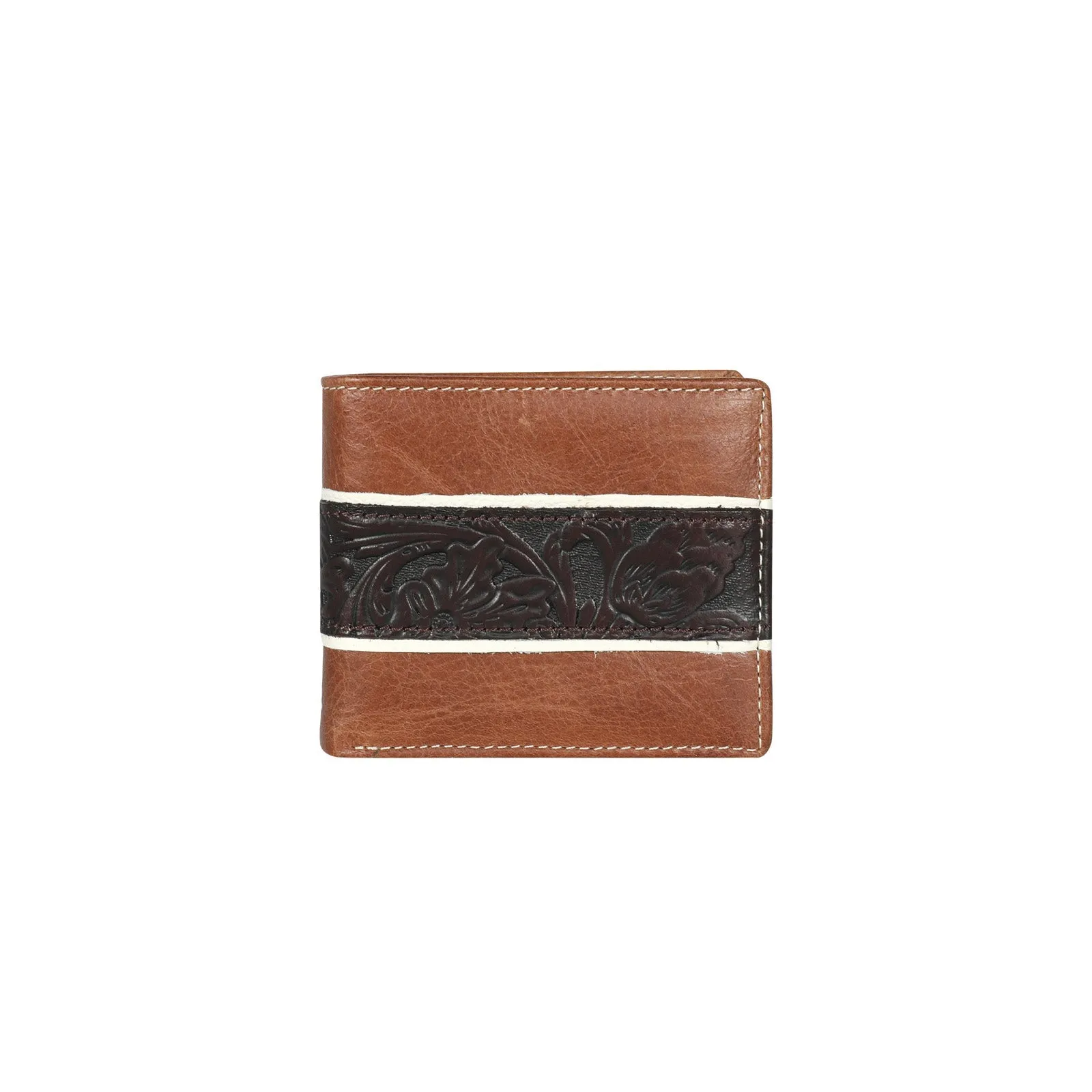 Montana West Genuine Leather Embossed Floral Men's Wallet