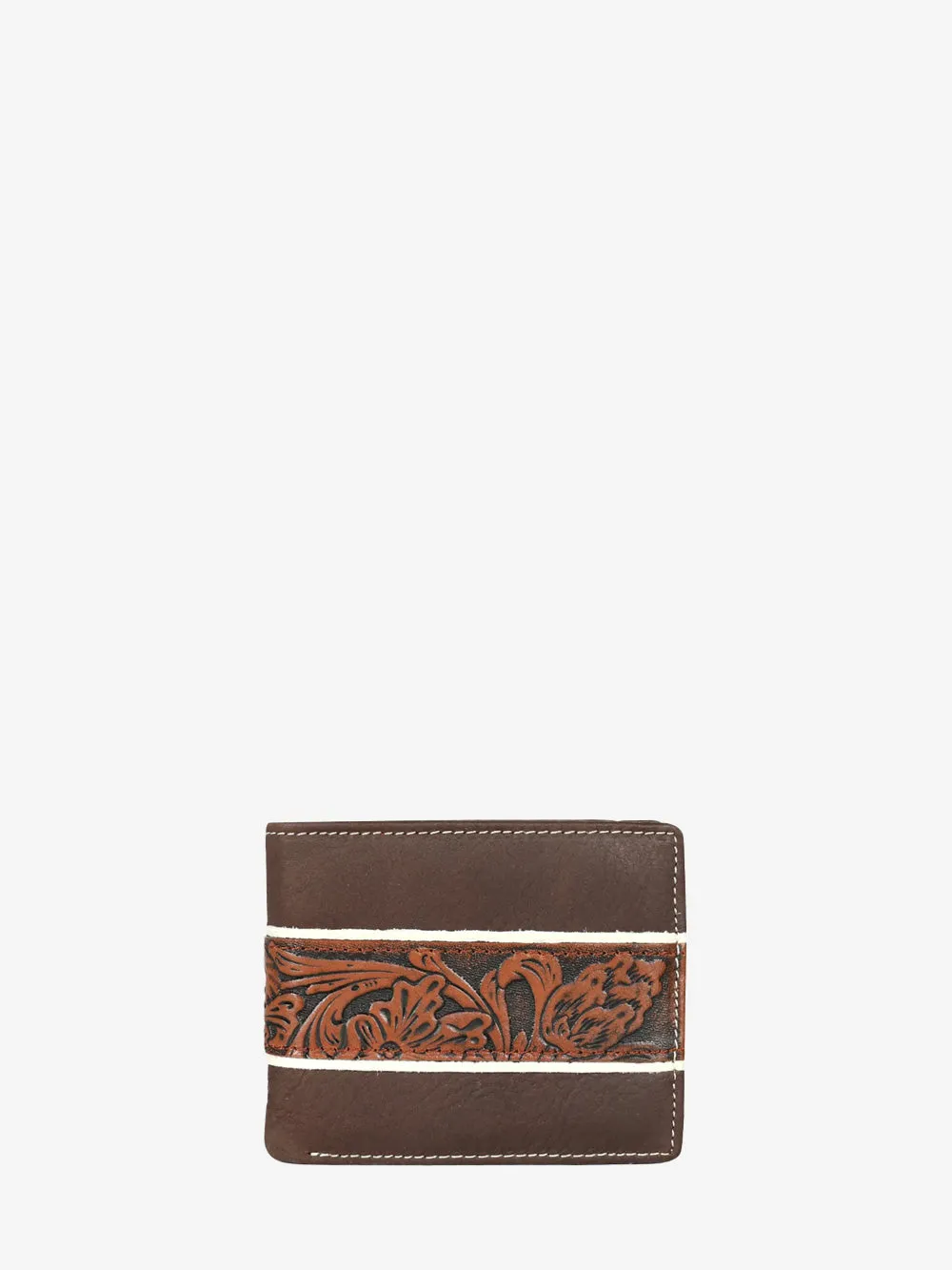 Montana West Genuine Leather Embossed Floral Men's Wallet