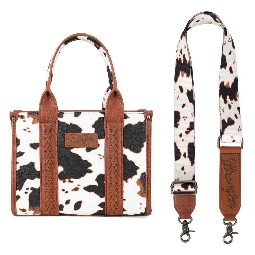 'Montana West' Wrangler Cow Print Concealed Carry Tote / Crossbody - Brown