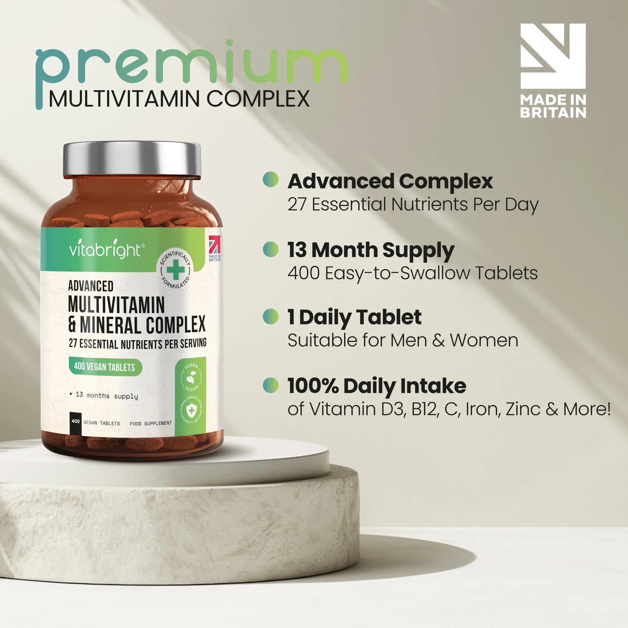 Multivitamin & Mineral Complex - 27 Essential Nutrients for Men & Women