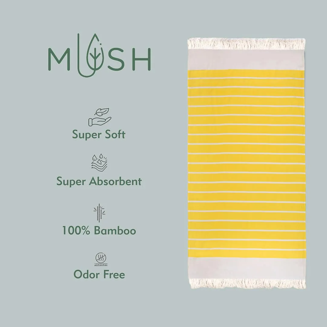 Mush Bamboo Turkish Towel | 100% Bamboo |Ultra Soft, Absorbent & Quick Dry Towel for Bath, Beach, Pool, Travel, Spa and Yoga | 29 x 59 Inches (Yellow - Lavender - Peach)