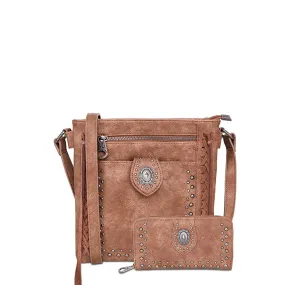 MW918G-9360W  Montana West Concho Collection Crossbody Bag Wallet Set