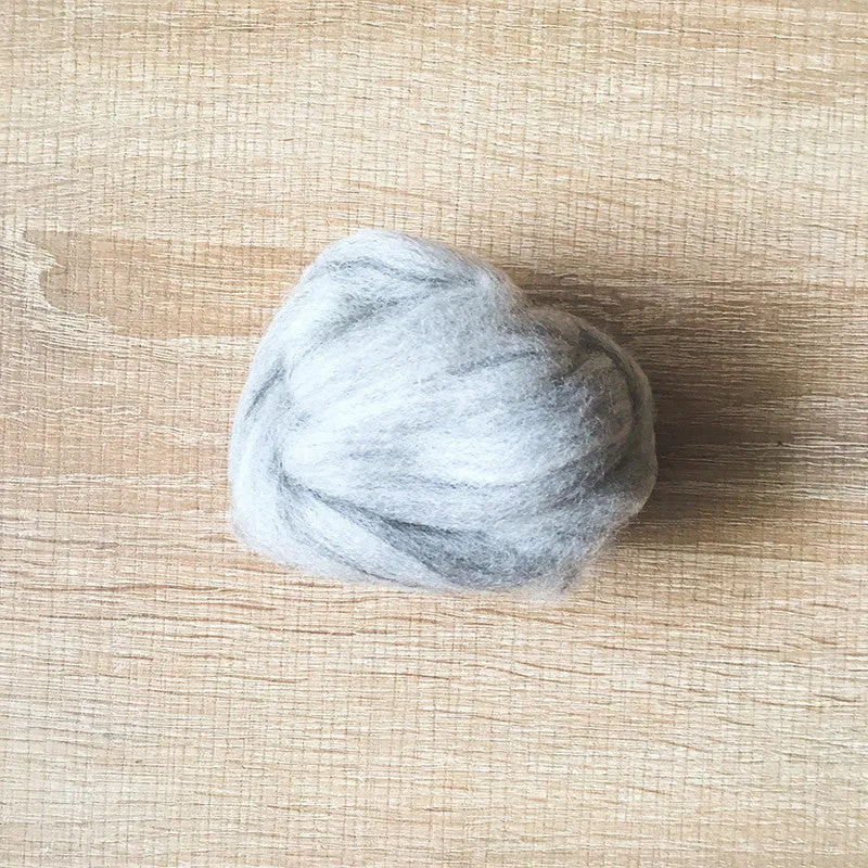 Needle felted wool felting mix light gray wool Roving for felting supplies short fabric easy felt