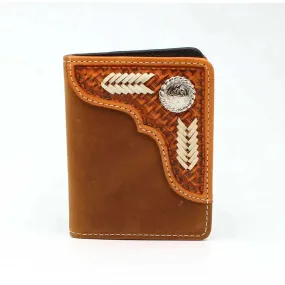 Nocona Bifold Flip Basketweave Rawhide Lace -Mens Wallet