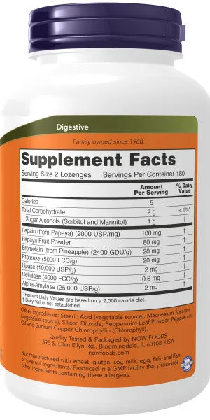 Now Papaya Enzyme Lozenges 360ct