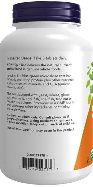 Now Spirulina Tablets 1,000mg Organic 240ct