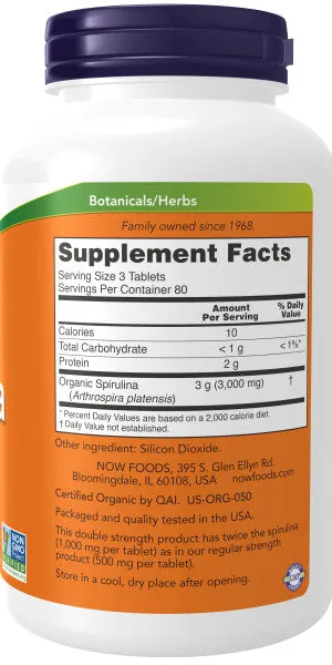 Now Spirulina Tablets 1,000mg Organic 240ct