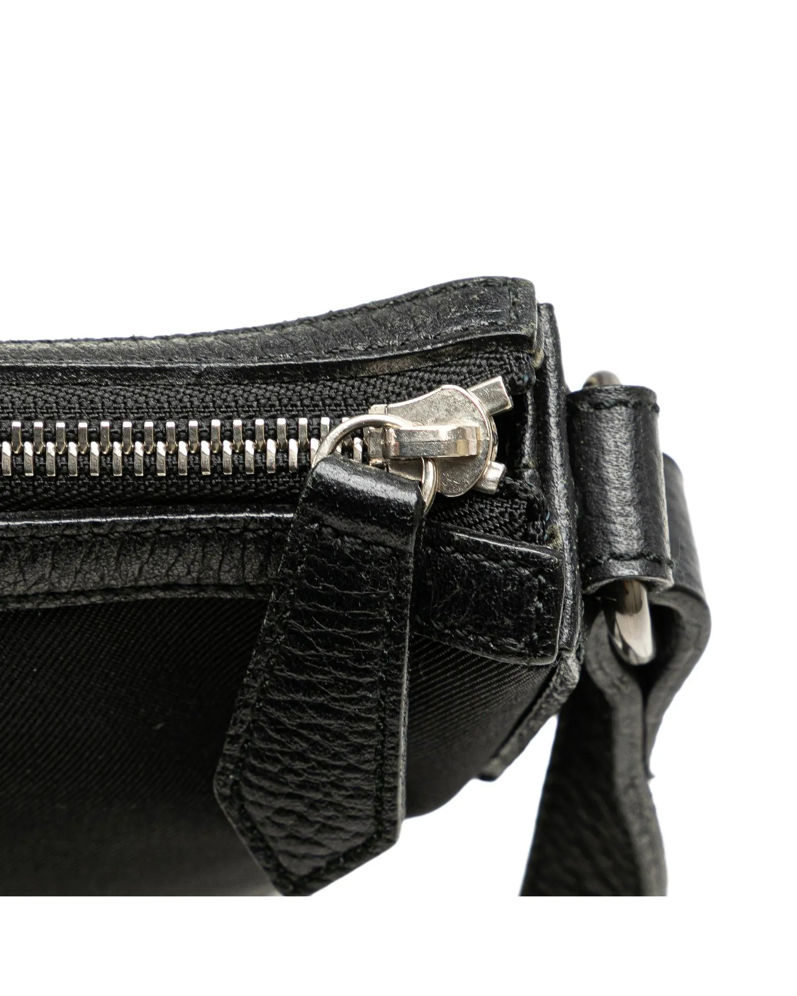 Nylon Crossbody Bag with Adjustable Leather Strap and Front Slip Pocket