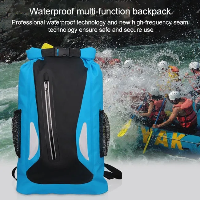 Outdoor Waterproof Dry Dual Shoulder Strap Bag Dry Sack PVC Barrel Bag, Capacity: 25L (Blue)