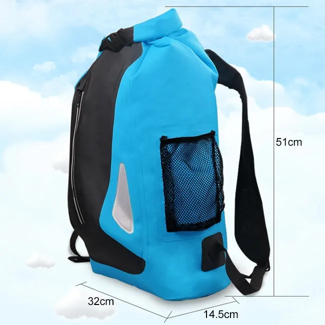 Outdoor Waterproof Dry Dual Shoulder Strap Bag Dry Sack PVC Barrel Bag, Capacity: 25L (Blue)