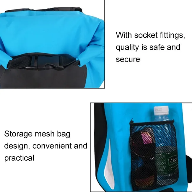 Outdoor Waterproof Dry Dual Shoulder Strap Bag Dry Sack PVC Barrel Bag, Capacity: 25L (Blue)