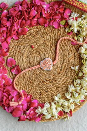 Peach Love Knot Embroidered Rakhi