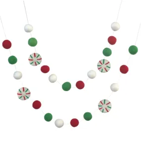 Peppermint Felt Christmas Garland- Red & Green Peppermints