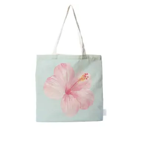 Pink Hibiscus Watercolor Tote