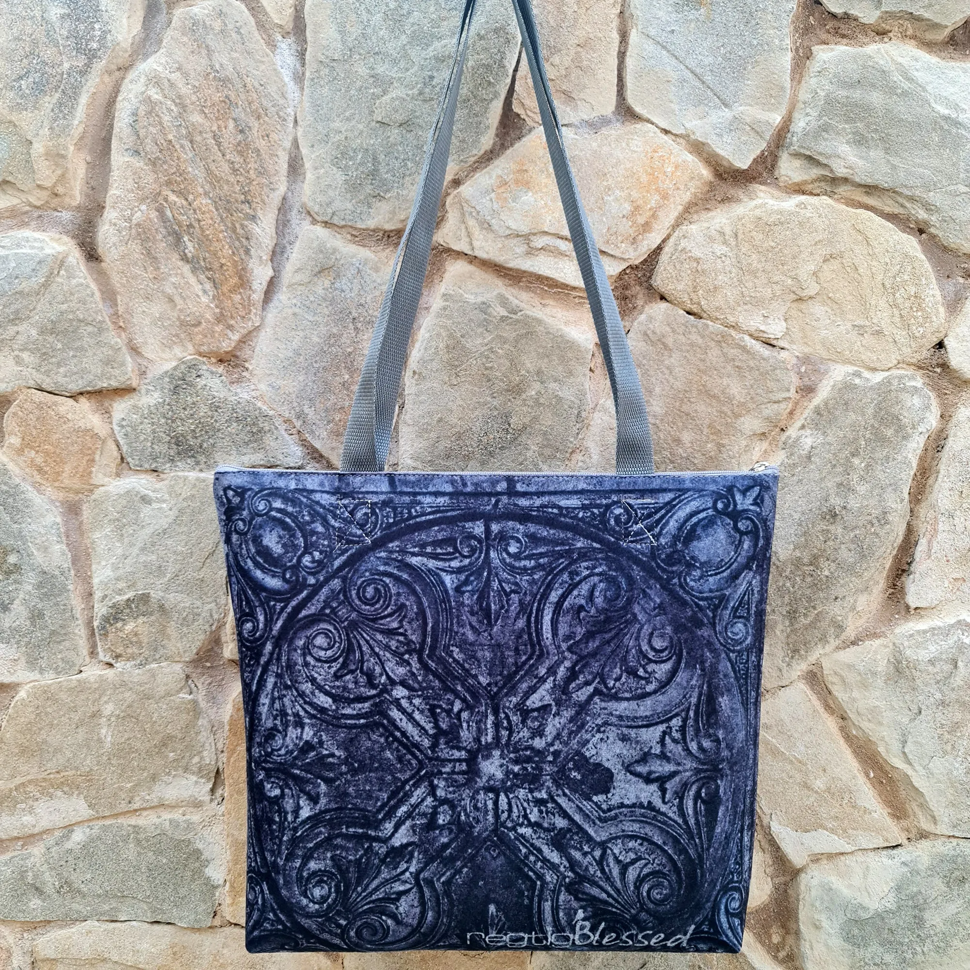 Pressed Ceiling Navy - Recycled Felt Tote Bag