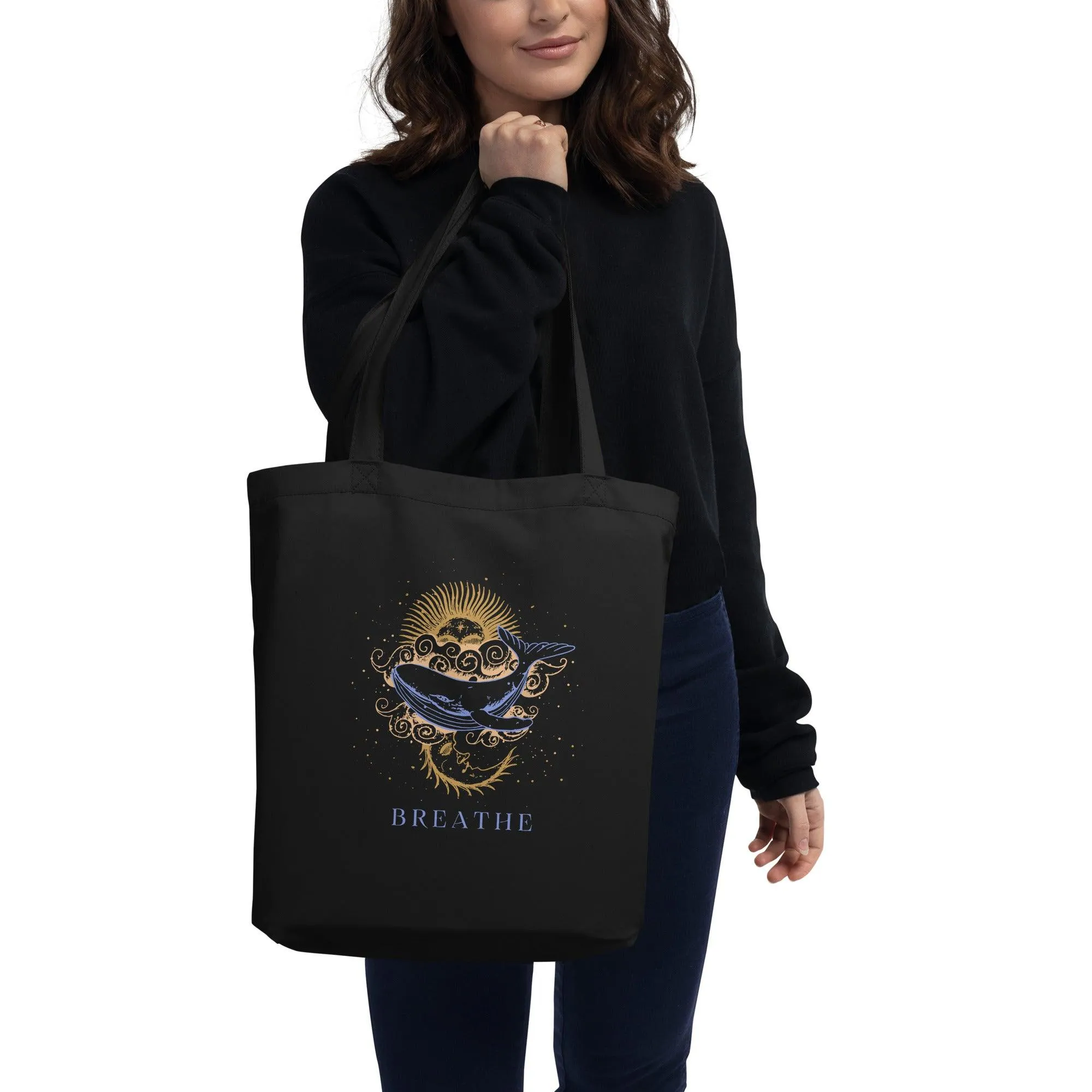 "Breathe" Mystic Whale Tote Bag