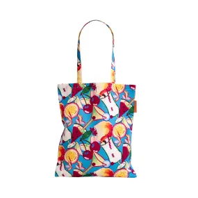 "Party Time" Cotton Tote Bag - Blue