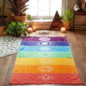 Rainbow Tapestry Indian Beach Towel Tassel Microfiber Bath Towels Yoga Mat Boho Hippy Bedding Colchas Sunbath Toalla Playa