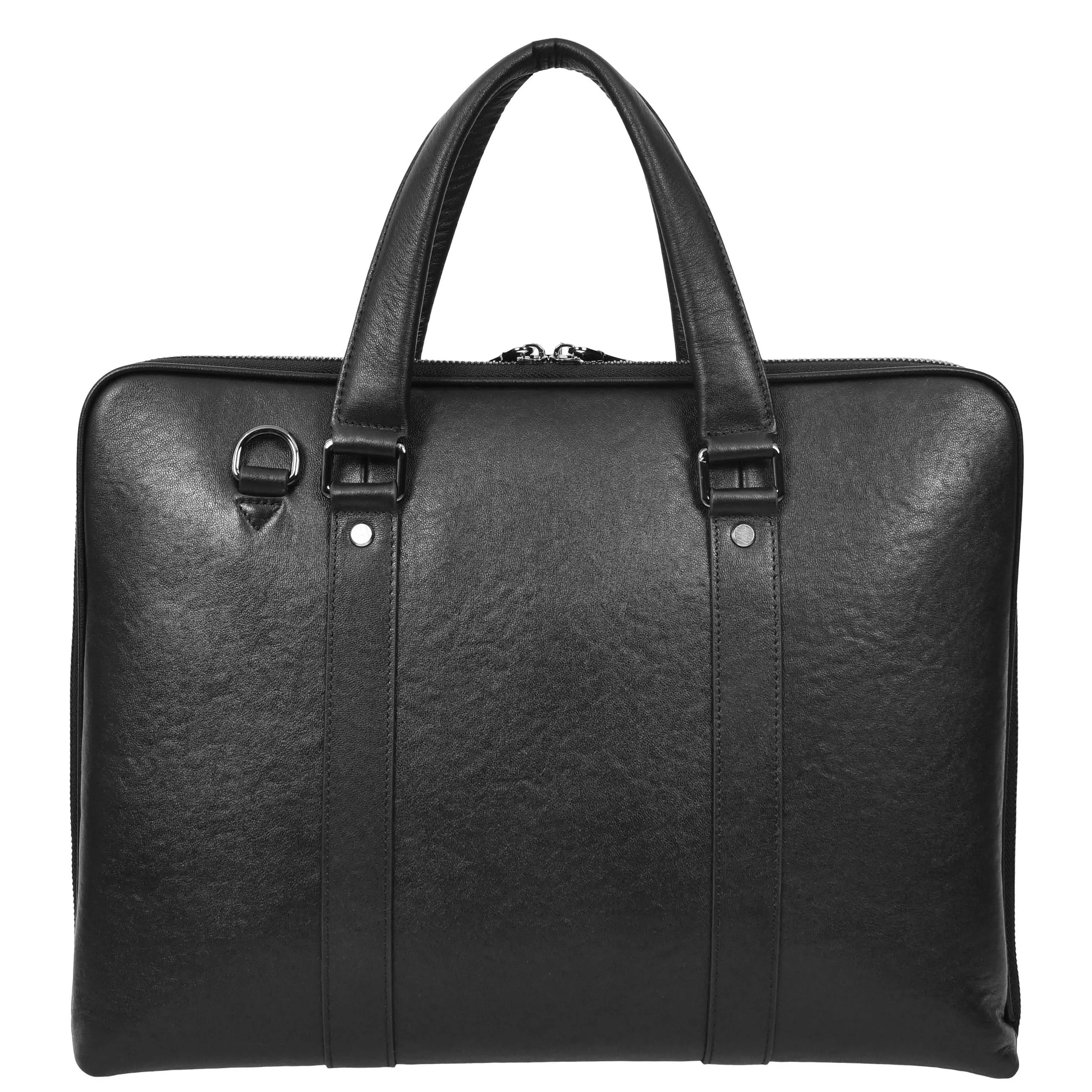 Real Leather Cross Body Briefcase Monterey Black