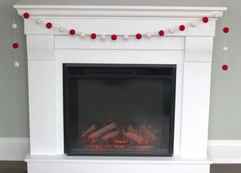 Red & White Felt Ball Garland- Christmas, Valentine's