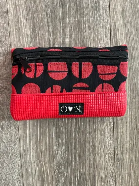 Red Clutch-Circle Print Fabric