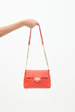 Red Leather Gancini  Crossbody Bag