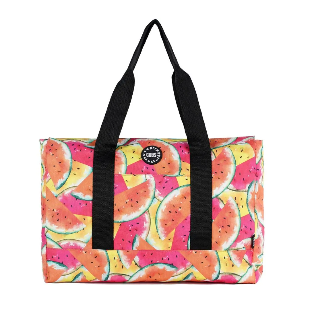 Red Water Melo Slices & Red Black Tie Dye Double Face Tote Bag