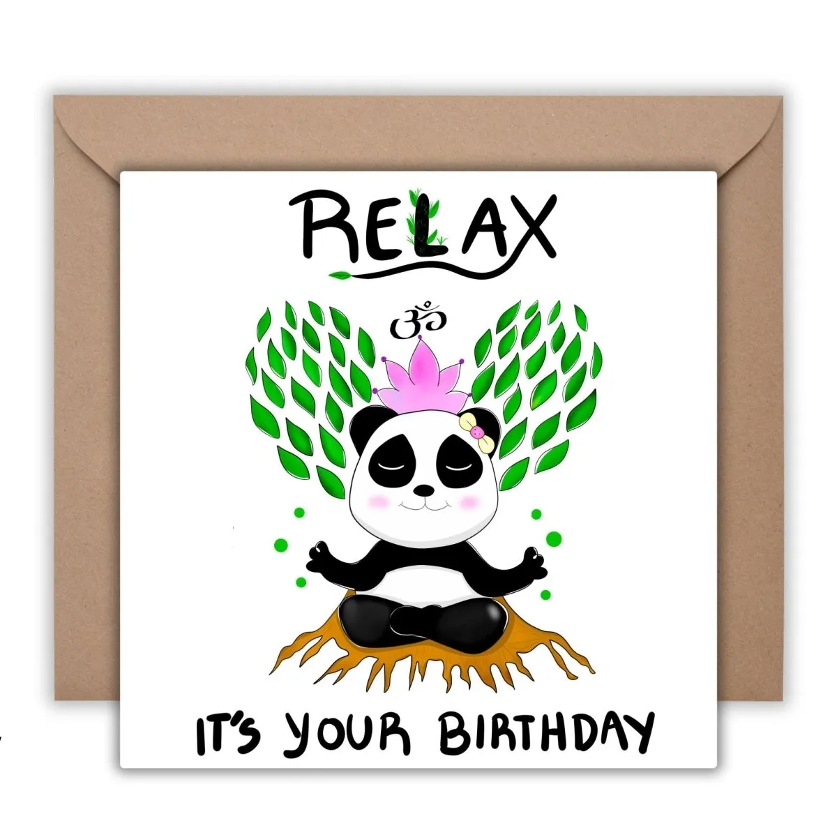 Relax, It’s Your Birthday – Meditating Panda Zen Greeting Card, Unique Yoga & Meditation Birthday Gift for Friends