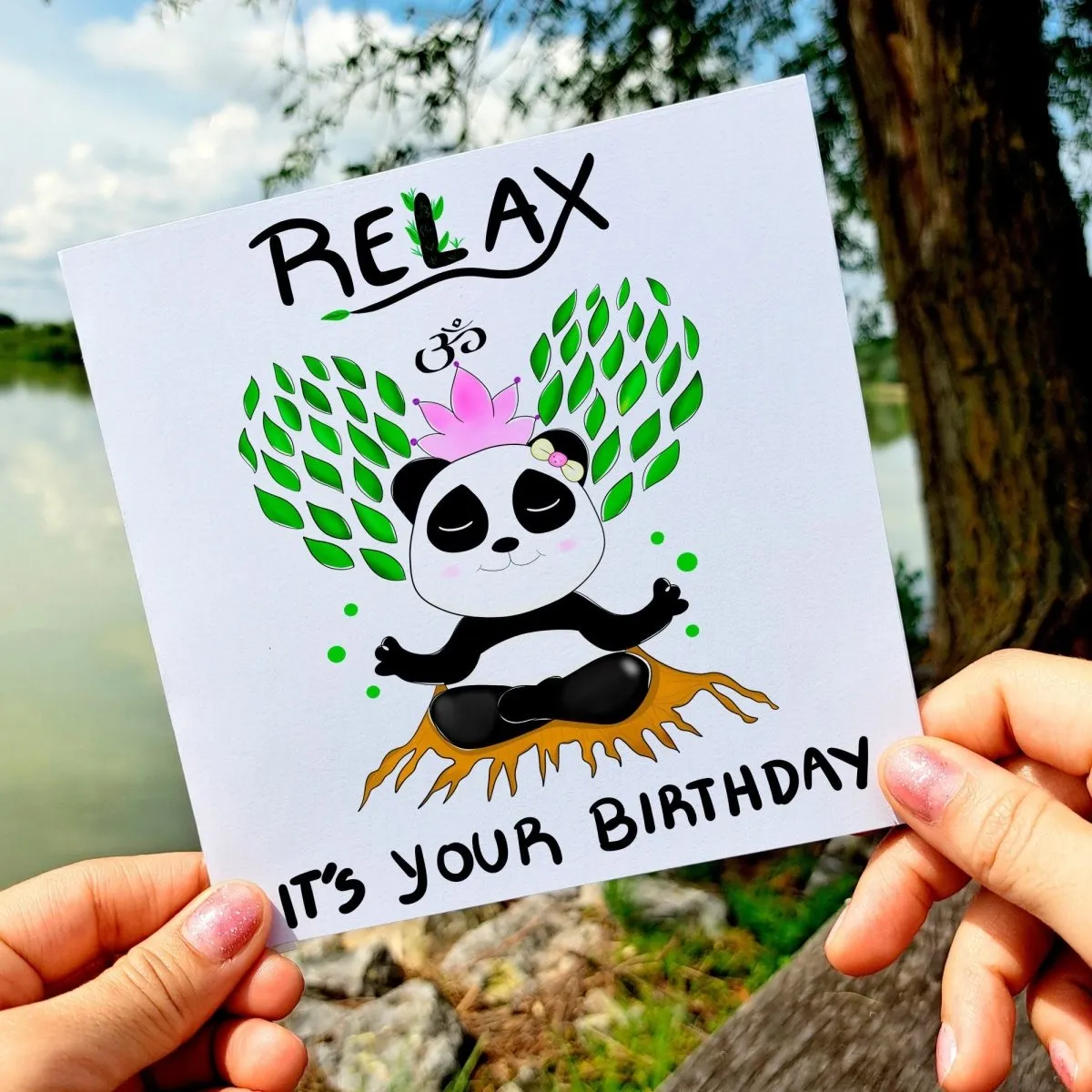 Relax, It’s Your Birthday – Meditating Panda Zen Greeting Card, Unique Yoga & Meditation Birthday Gift for Friends