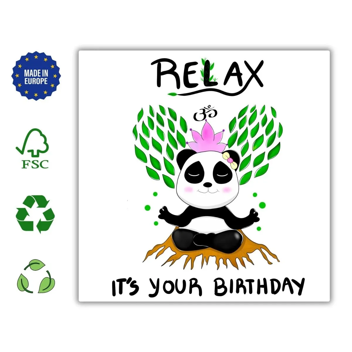 Relax, It’s Your Birthday – Meditating Panda Zen Greeting Card, Unique Yoga & Meditation Birthday Gift for Friends