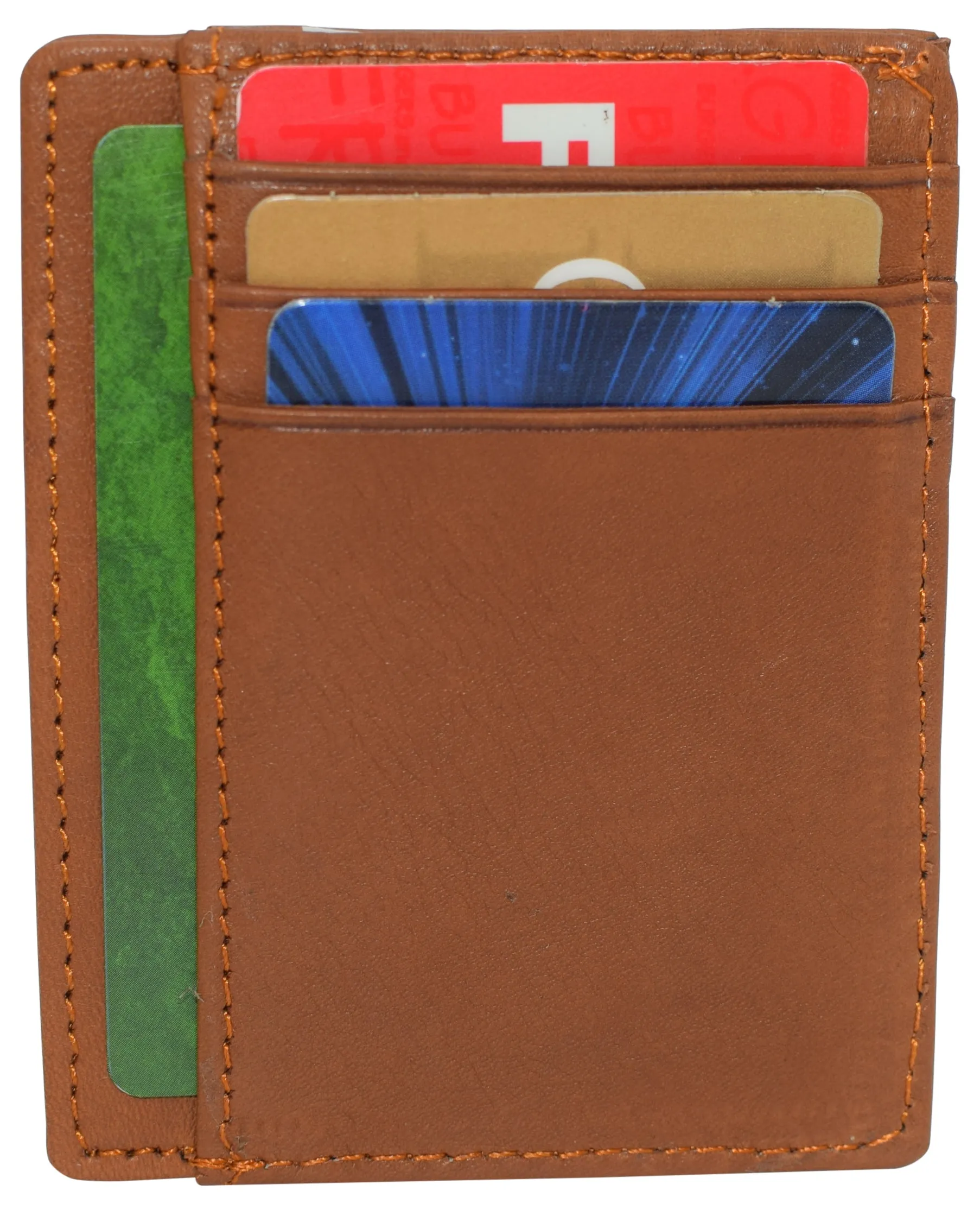 RFID510016 Swiss Marshall RFID Blocking Front Pocket Leather Slim Credit Card Case Holder Wallet