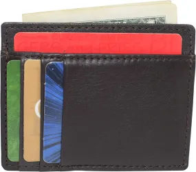 RFID510016 Swiss Marshall RFID Blocking Front Pocket Leather Slim Credit Card Case Holder Wallet