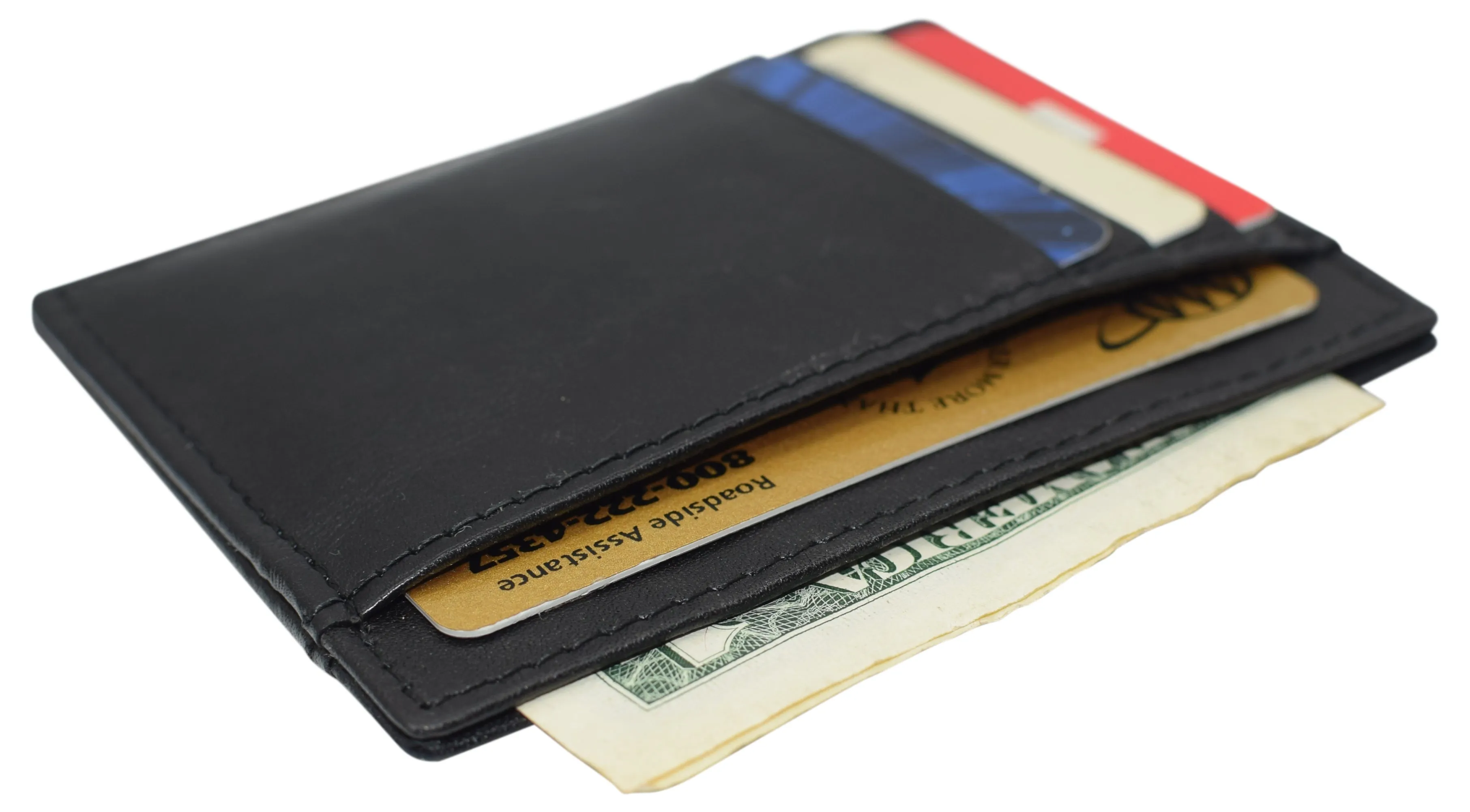 RFID510016 Swiss Marshall RFID Blocking Front Pocket Leather Slim Credit Card Case Holder Wallet