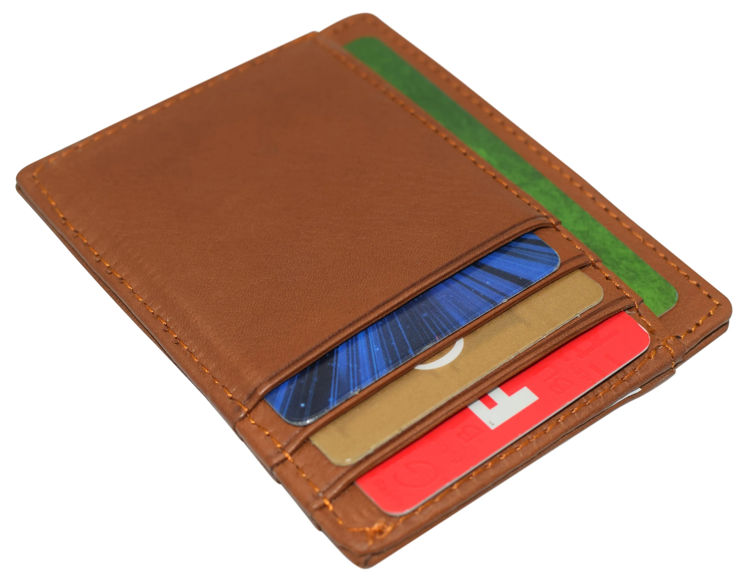 RFID510016 Swiss Marshall RFID Blocking Front Pocket Leather Slim Credit Card Case Holder Wallet