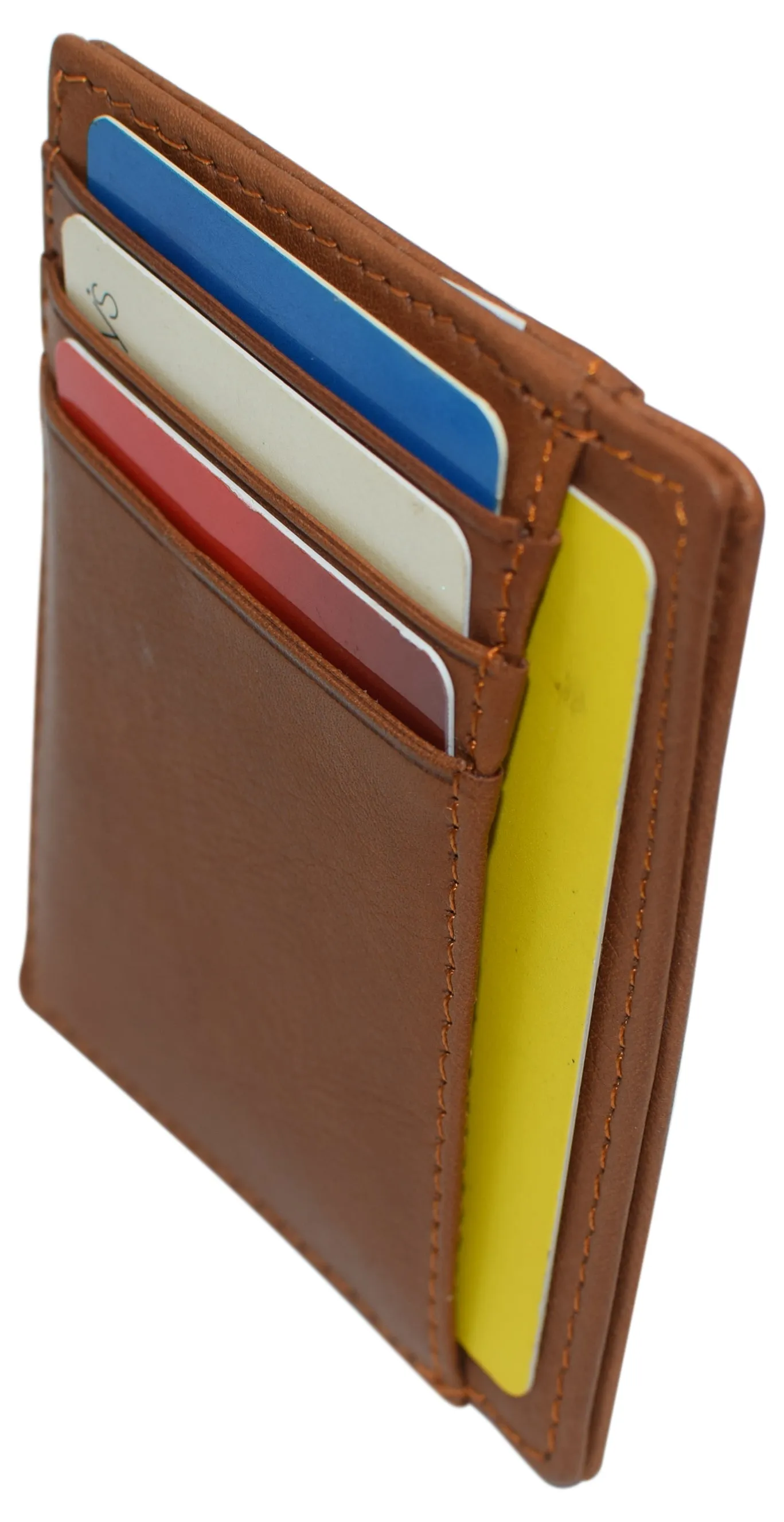 RFID510016 Swiss Marshall RFID Blocking Front Pocket Leather Slim Credit Card Case Holder Wallet