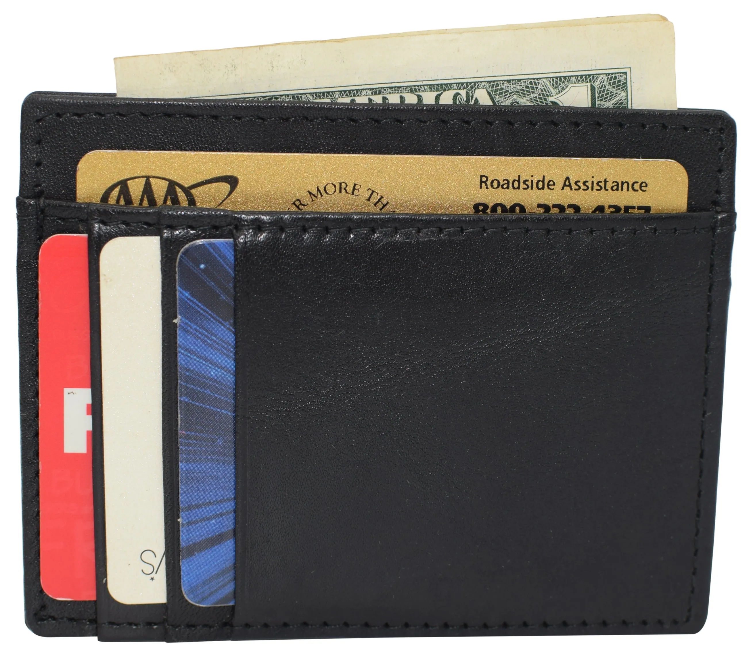 RFID510016 Swiss Marshall RFID Blocking Front Pocket Leather Slim Credit Card Case Holder Wallet