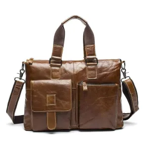 Rossie Viren  Men's Bunished Vintage Leather Shoulder Top Handle Bags