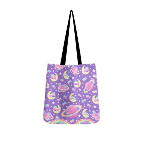 Saturn's Wish Purple Canvas Tote Bag