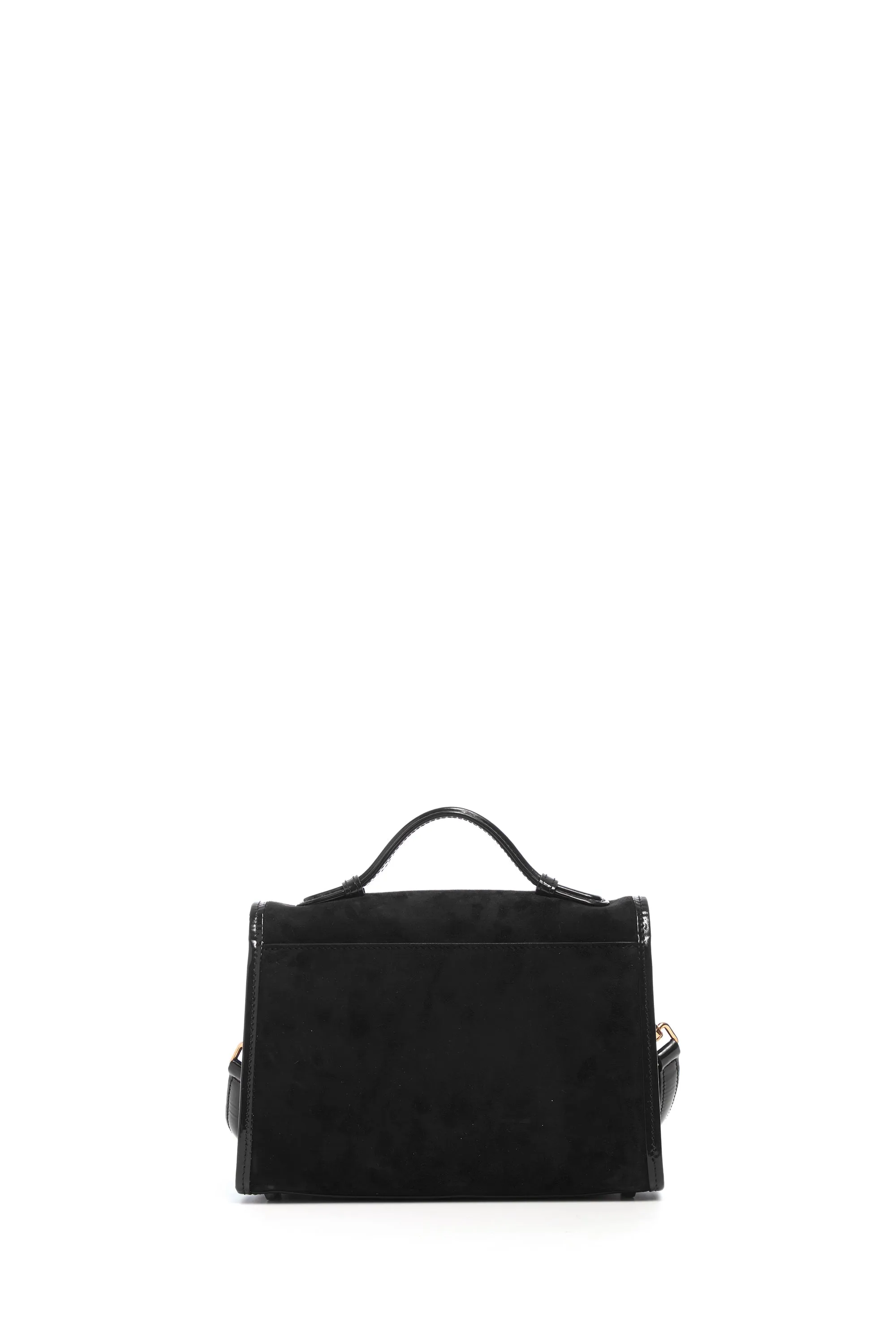 Small Leonora Flap Bag in Black Suede