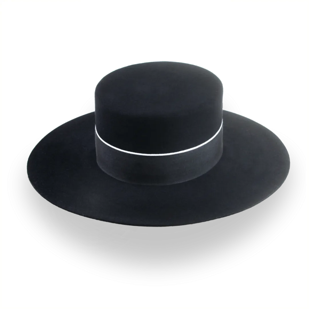 Spanish Cordobés Flat Top Hat Handmade in Black Fur Felt | The Andaluz