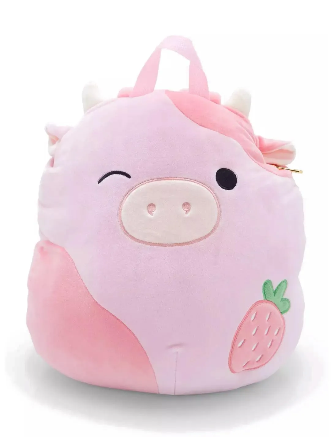 Squishmallows Pink Strawberry Cow Plush Backpack Home Accessory