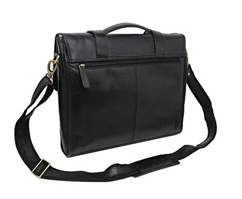 STARHIDE 15.5" Laptop Genuine VT Leather Top Handle Shoulder Messenger Travel Bag Adjustable Strap 525 Black