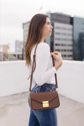 Stassi Top Handle Faux Leather Crossbody Purse Brown