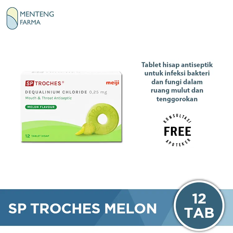 Tablet Hisap SP Troches Meiji (rasa melon) 12 Tablet - Atasi Gangguan Mulut dan Sakit Tenggorokan