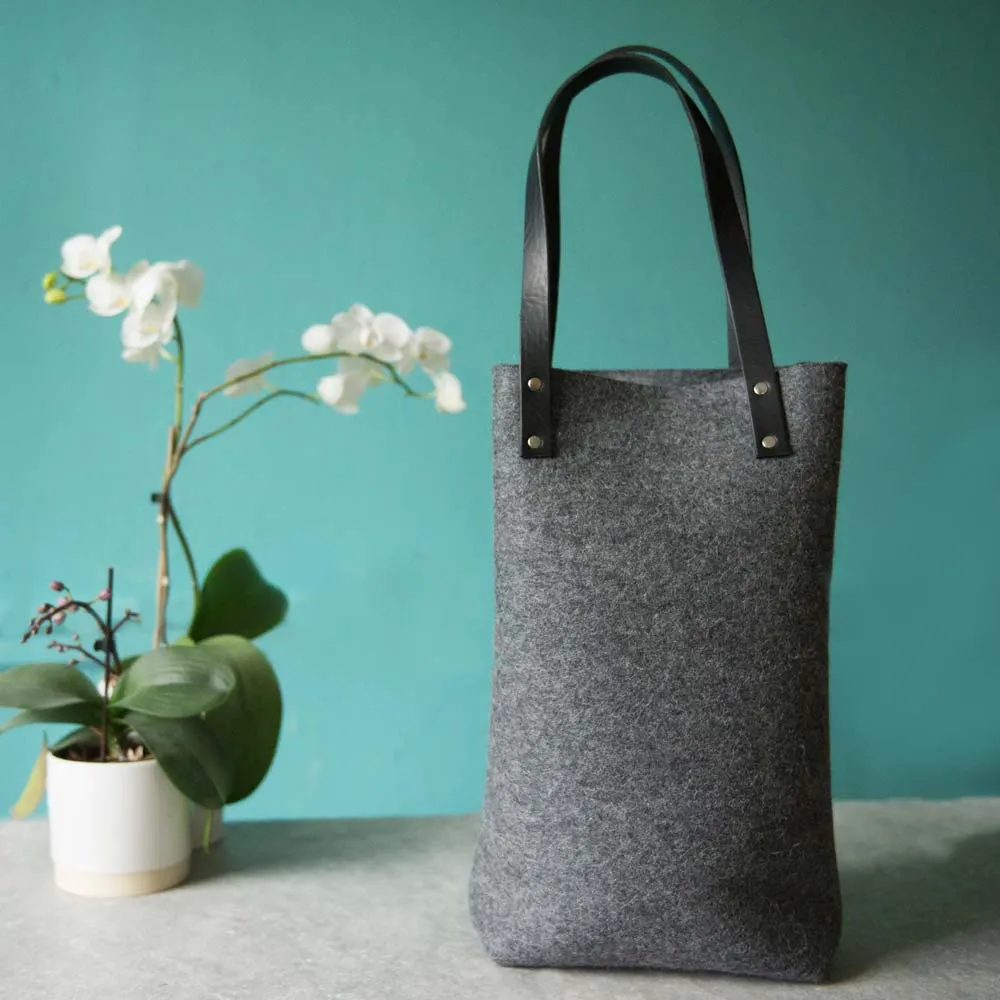 Tall Wool Felt Tote - Grey